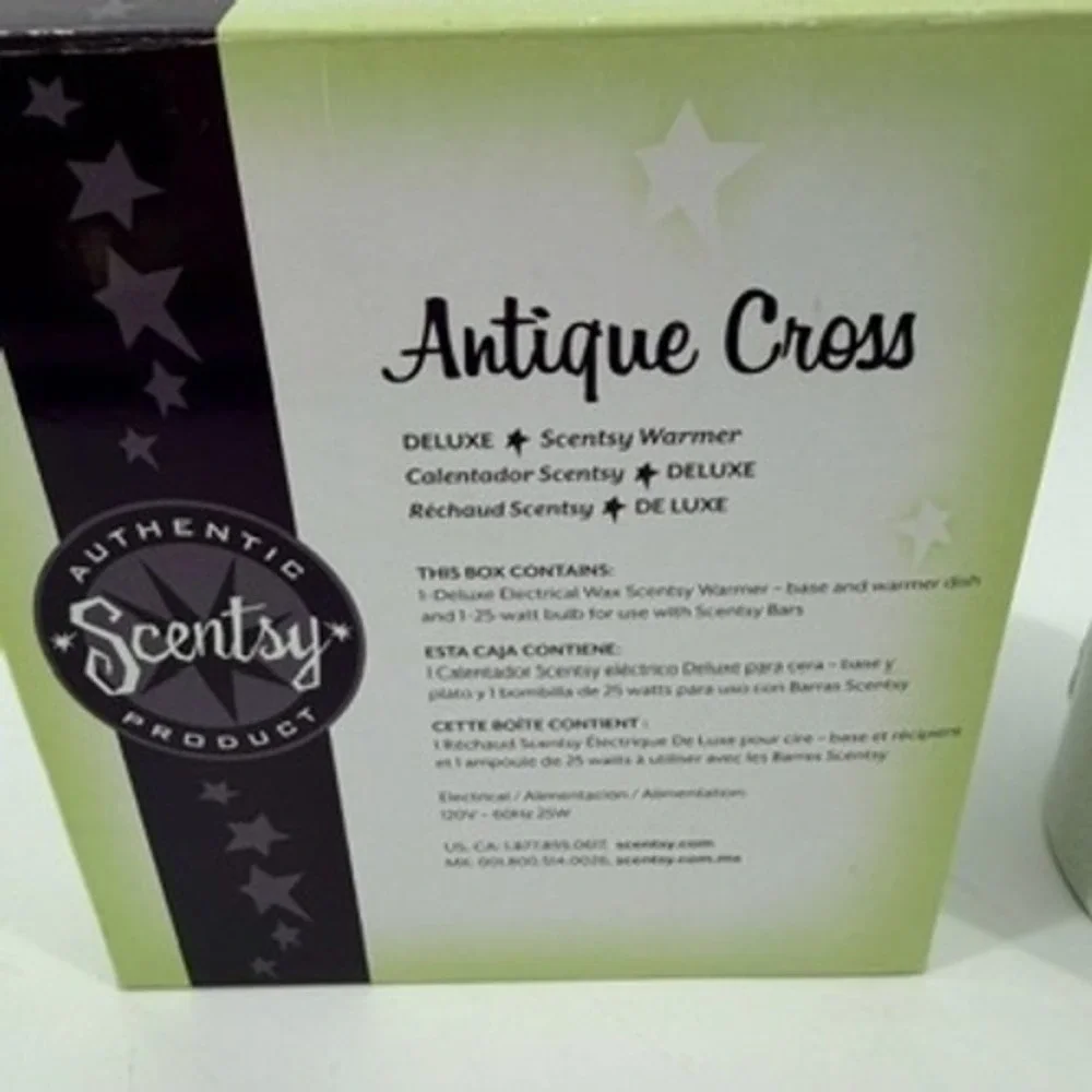 Scentsy Antique Cross Deluxe Electric Wax Warmer Bundle Cream Crackle Finish